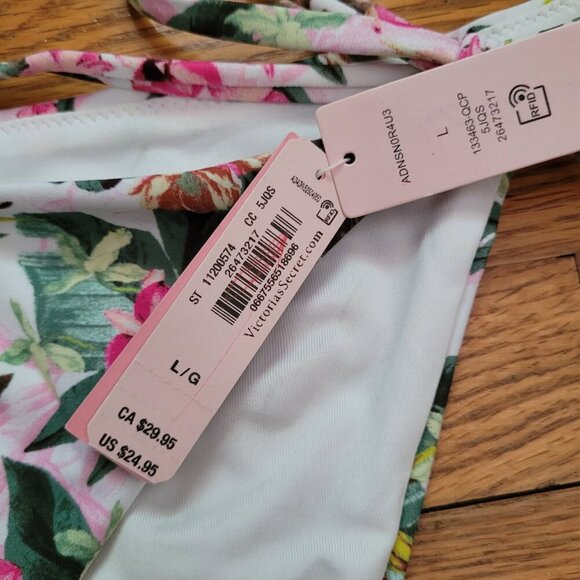 NWT VICTORIA'S SECRET | Floral Tropical Side Tie Bikini Swim Bottom | Sz. L - Picture 5 of 9